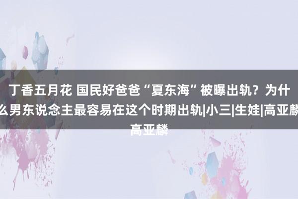 丁香五月花 国民好爸爸“夏东海”被曝出轨？为什么男东说念主最容易在这个时期出轨|小三|生娃|高亚麟