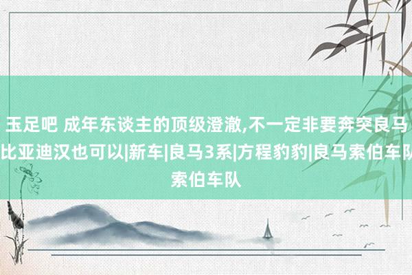 玉足吧 成年东谈主的顶级澄澈，不一定非要奔突良马，比亚迪汉也可以|新车|良马3系|方程豹豹|良马索伯车队