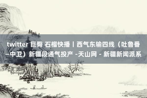 twitter 巨臀 石榴快播丨西气东输四线（吐鲁番—中卫）新疆段通气投产 -天山网 - 新疆新闻派系